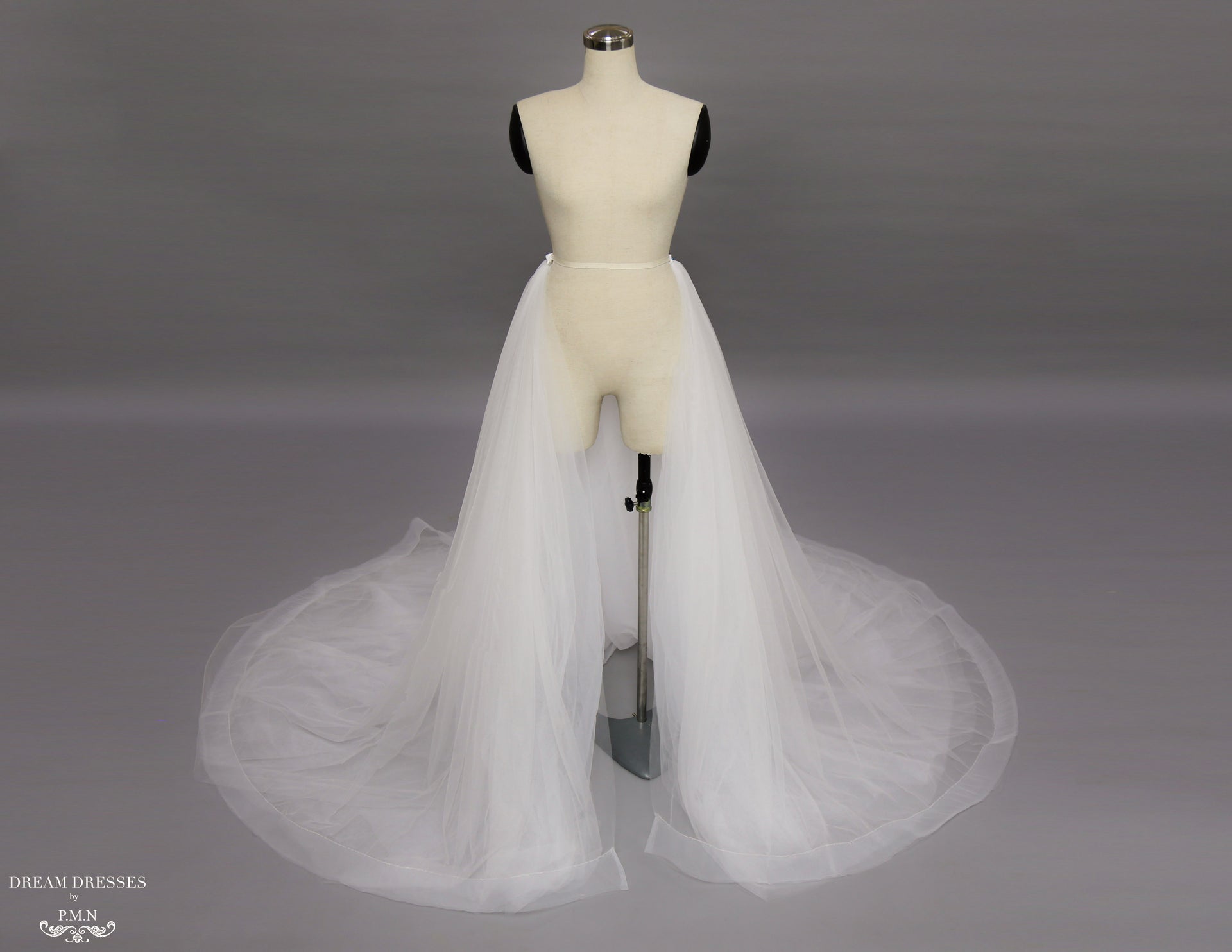 Detachable Bridal Tulle Overskirt with Horsehair Trim (#Lamia) - Dream Dresses by P.M.N.