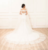 Off Shoulder Lace Bridal Cape (#LAYLA) - Dream Dresses by P.M.N.