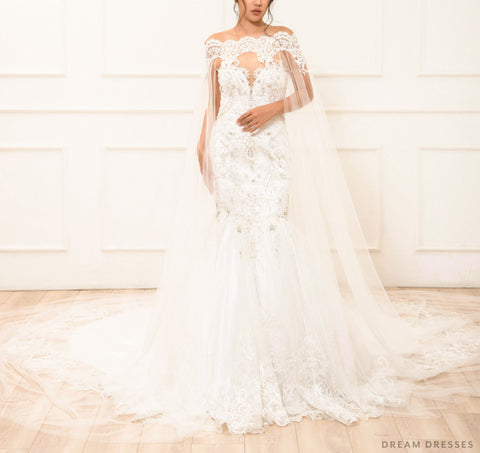 Off Shoulder Lace Bridal Cape (#LAYLA)