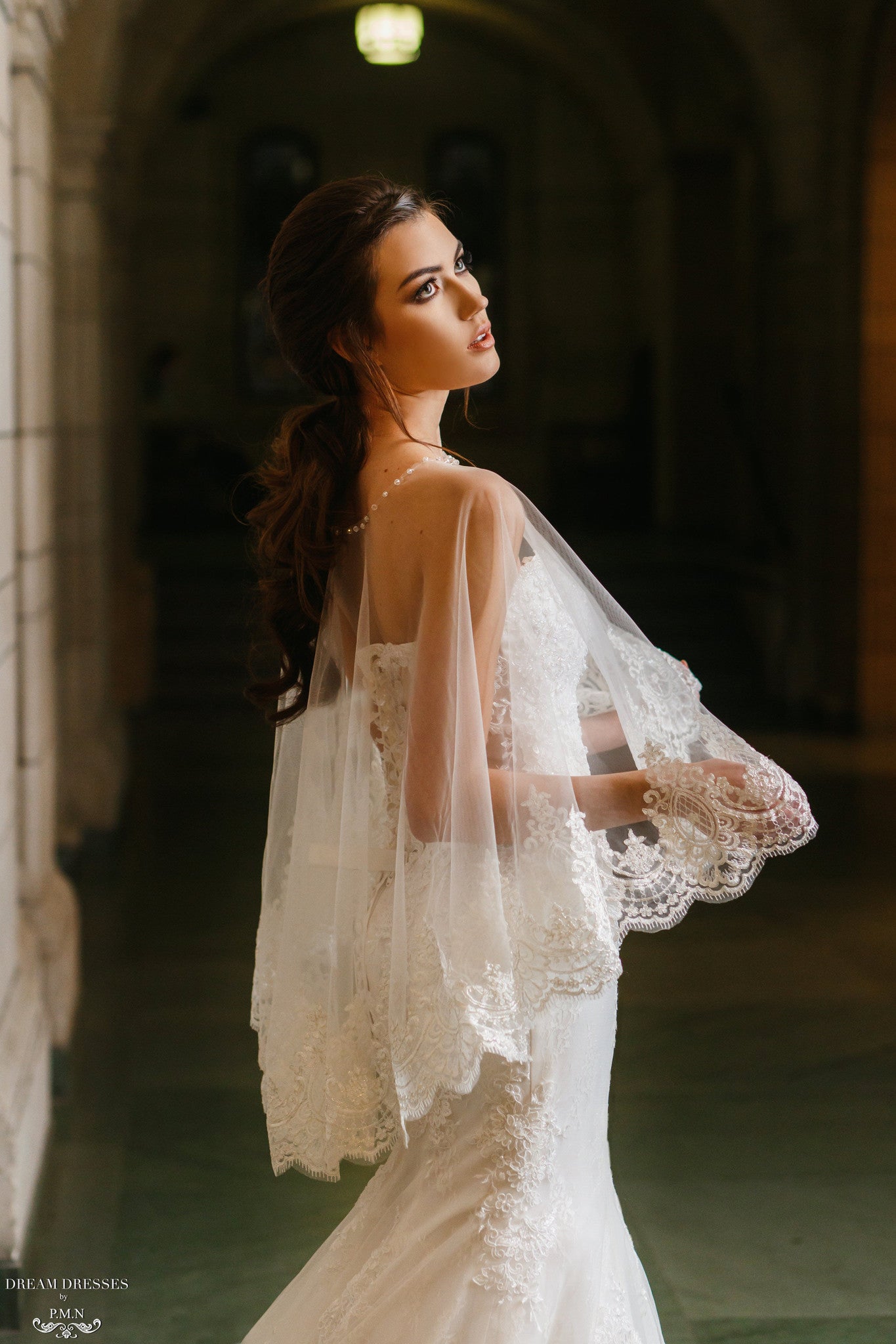 Lace Bridal Cape (#Léonie) - Dream Dresses by P.M.N
 - 3