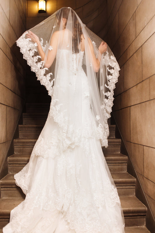 Lace Wedding Veil With Blusher (#Maise) - Dream Dresses by P.M.N.