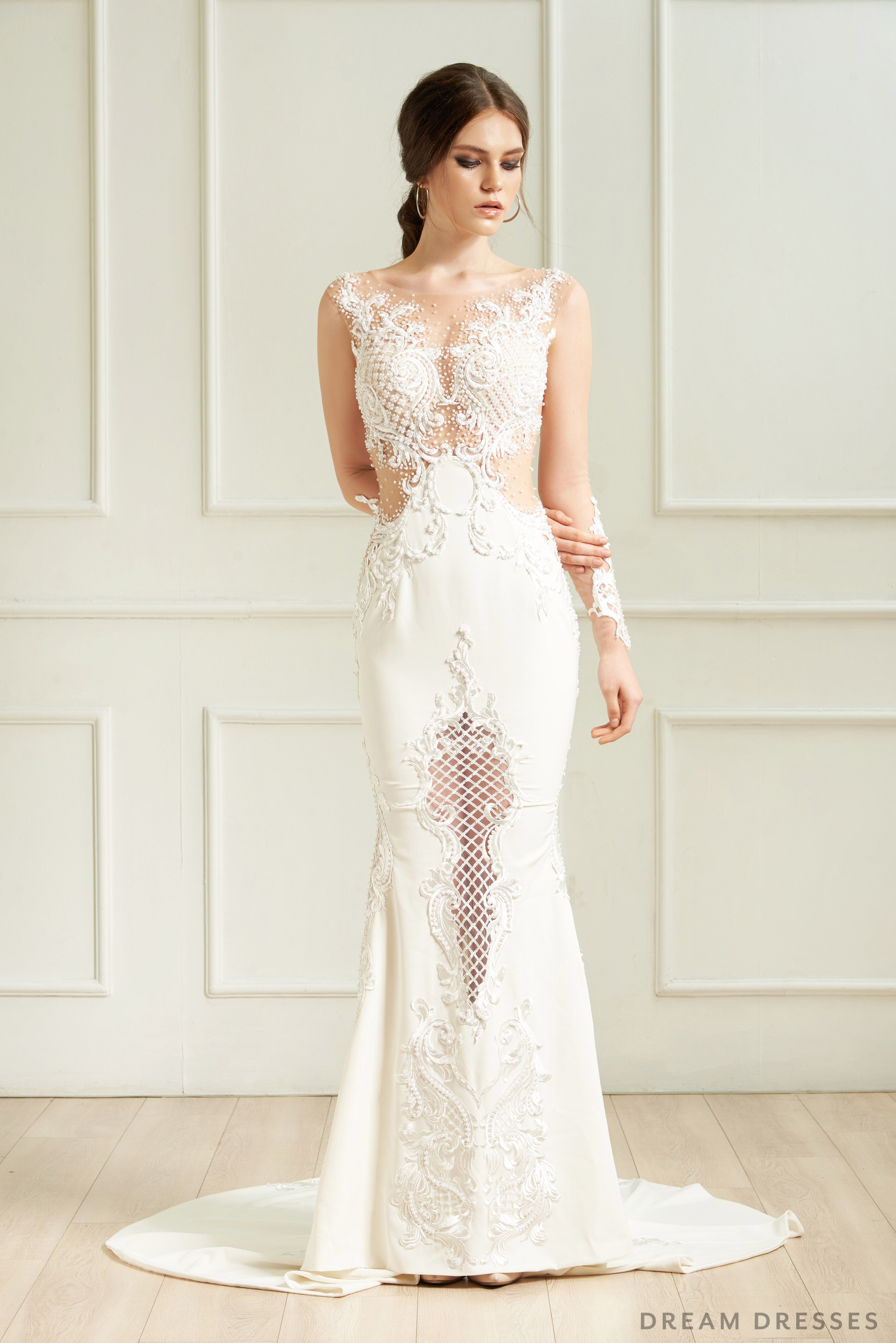 Illusion Long Sleeve Wedding Dress (#Vera)