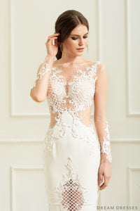 Illusion Long Sleeve Wedding Dress (#Vera) - Dream Dresses by P.M.N.
