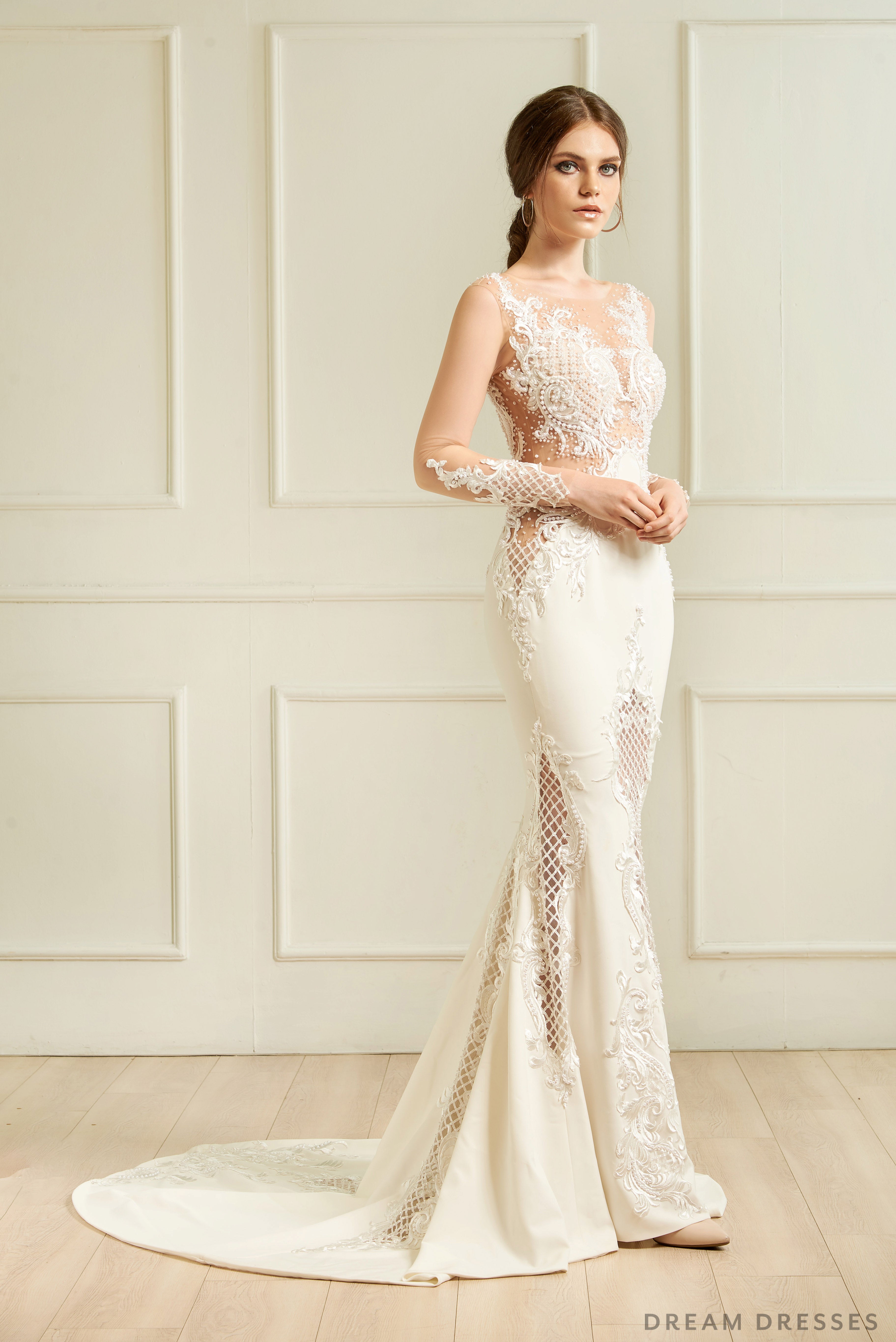 Illusion Long Sleeve Wedding Dress (#Vera)