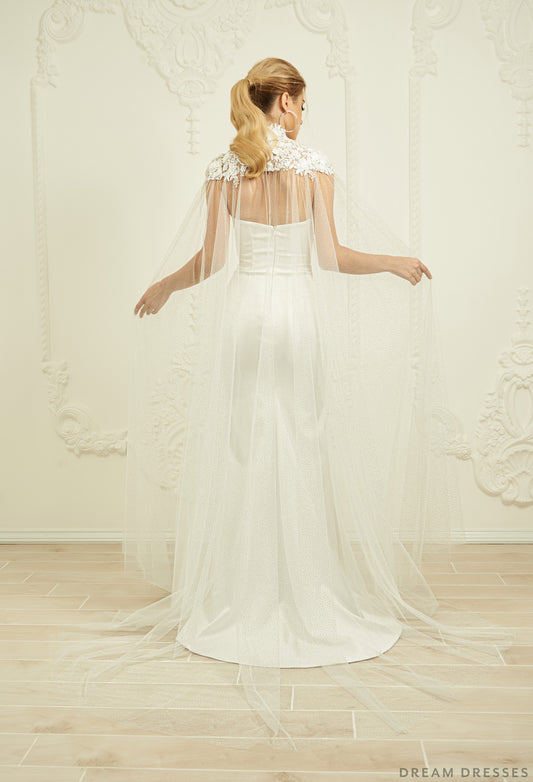 Lace Bridal Cape Veil (#GIANNA) - Dream Dresses by P.M.N.