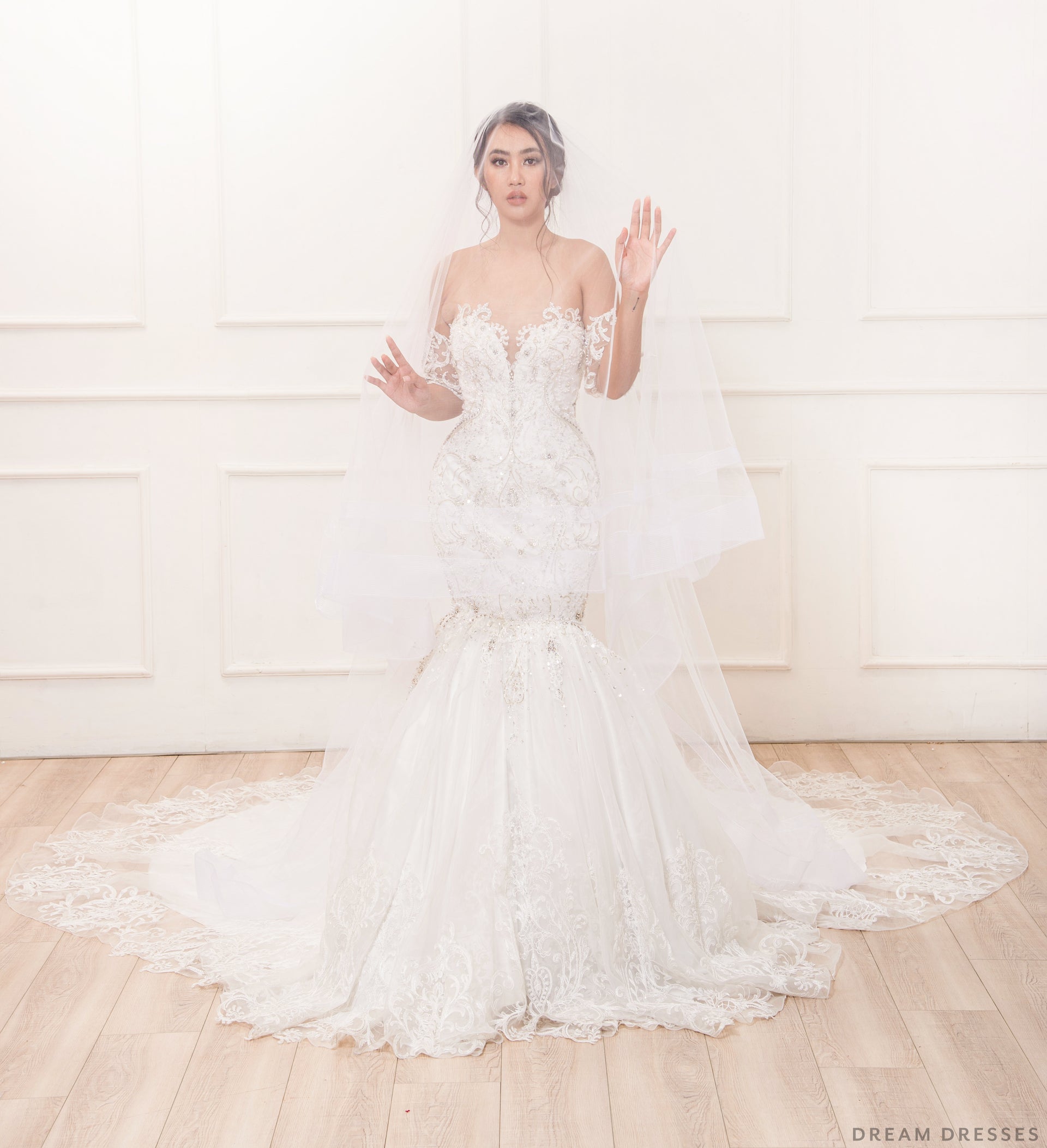 Tulle Wedding Veil with Blusher (#Tara) - Dream Dresses by P.M.N.