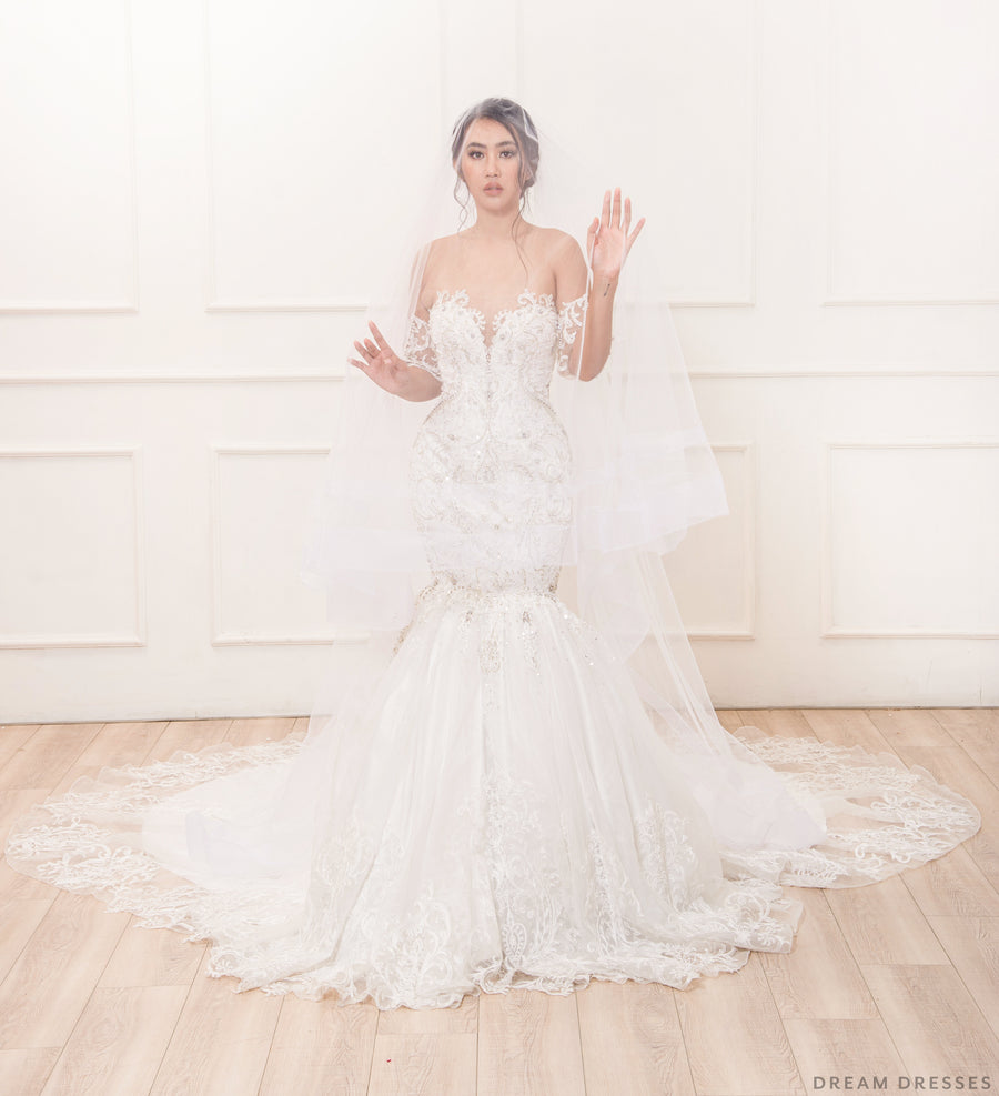 Tulle Wedding Veil with Blusher (#Tara) - Dream Dresses by P.M.N.