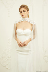 Lace Bridal Cape Veil (#GIANNA) - Dream Dresses by P.M.N.