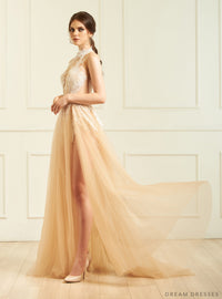 Lace Bridal Bodysuit with Side Slit (#Galina ) - Dream Dresses by P.M.N.