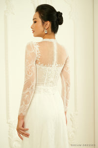White Bridal Ao Dai | Lace Vietnamese Wedding Dress (#ILARIA) - Dream Dresses by P.M.N.