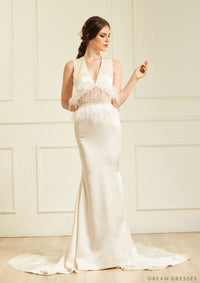 V-neck Halter Wedding Dress (#Darya) - Dream Dresses by P.M.N.