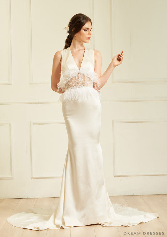 V-neck Halter Wedding Dress (#Darya) - Dream Dresses by P.M.N.