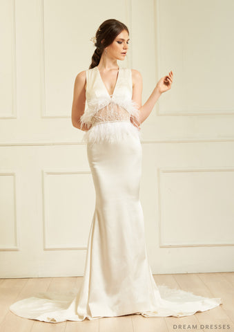 V-neck Halter Wedding Dress (#Darya)