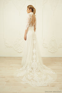 White Bridal Ao Dai | Modern Vietnamese Lace Bridal Dress (#FREYA) - Dream Dresses by P.M.N.