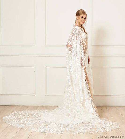 Lace Bridal Cape (#EMILE) - Dream Dresses by P.M.N.