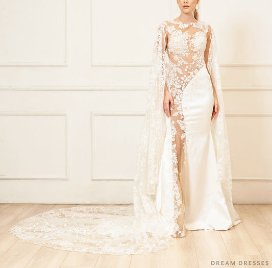Lace Bridal Cape (#EMILE) - Dream Dresses by P.M.N.
