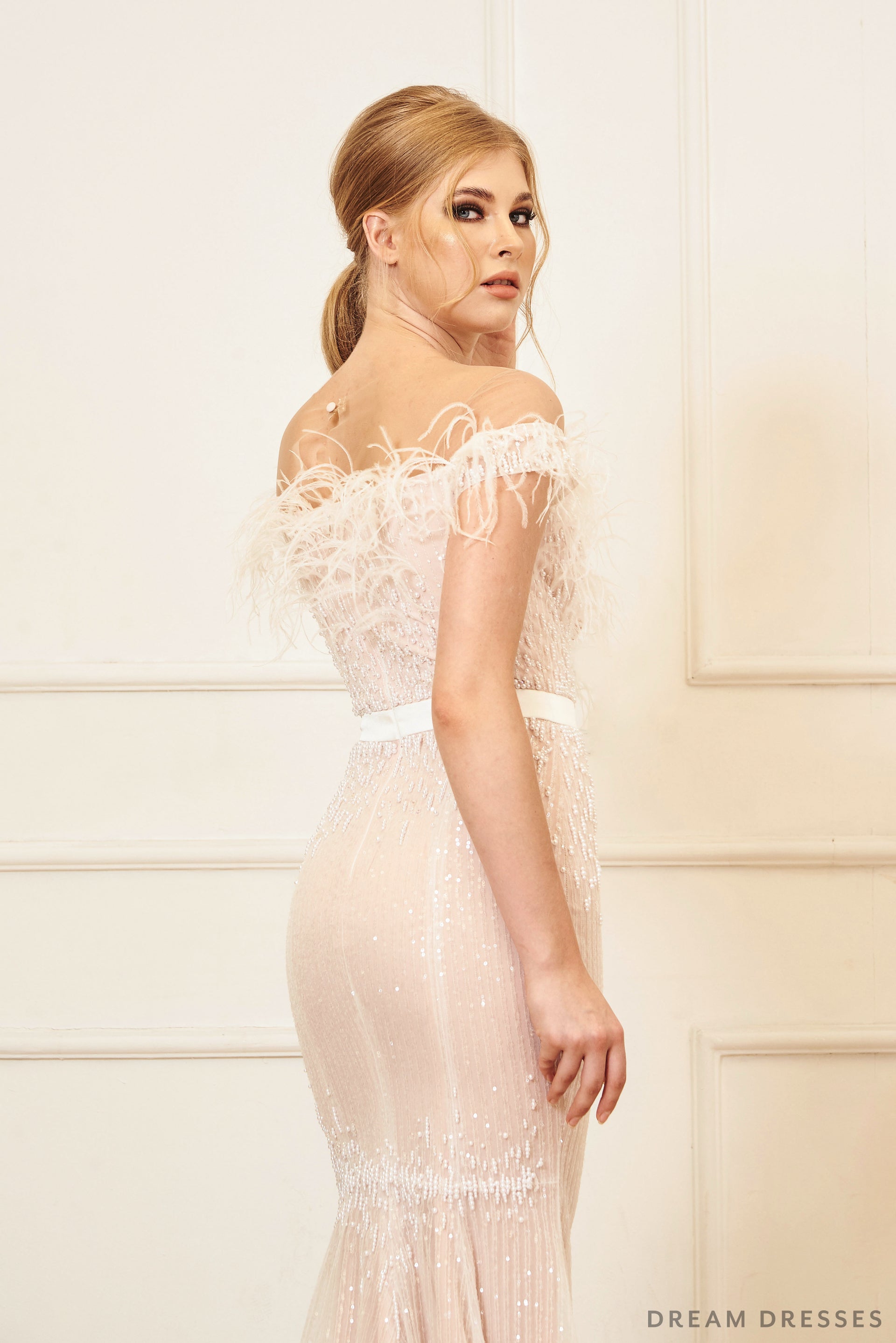 Ostrich Feather Wedding Gown (#Stella) - Dream Dresses by P.M.N.