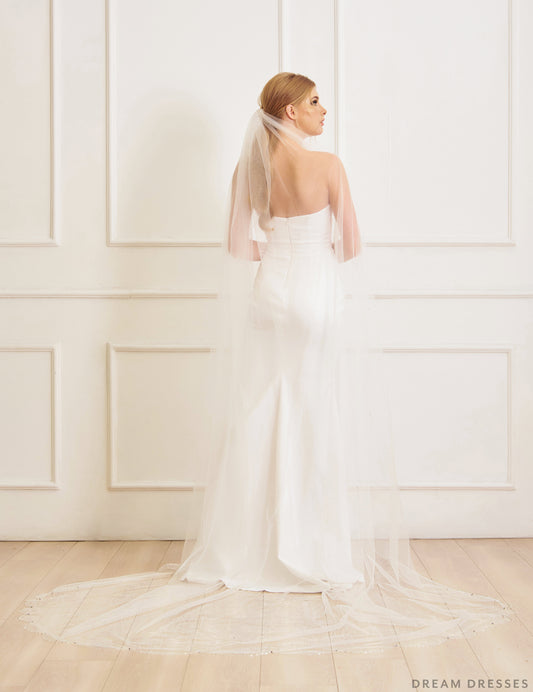 Beaded Scallop Veil with Crystals (#Emely) - Dream Dresses by P.M.N.
