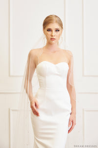 Beaded Scallop Veil with Crystals (#Emely) - Dream Dresses by P.M.N.