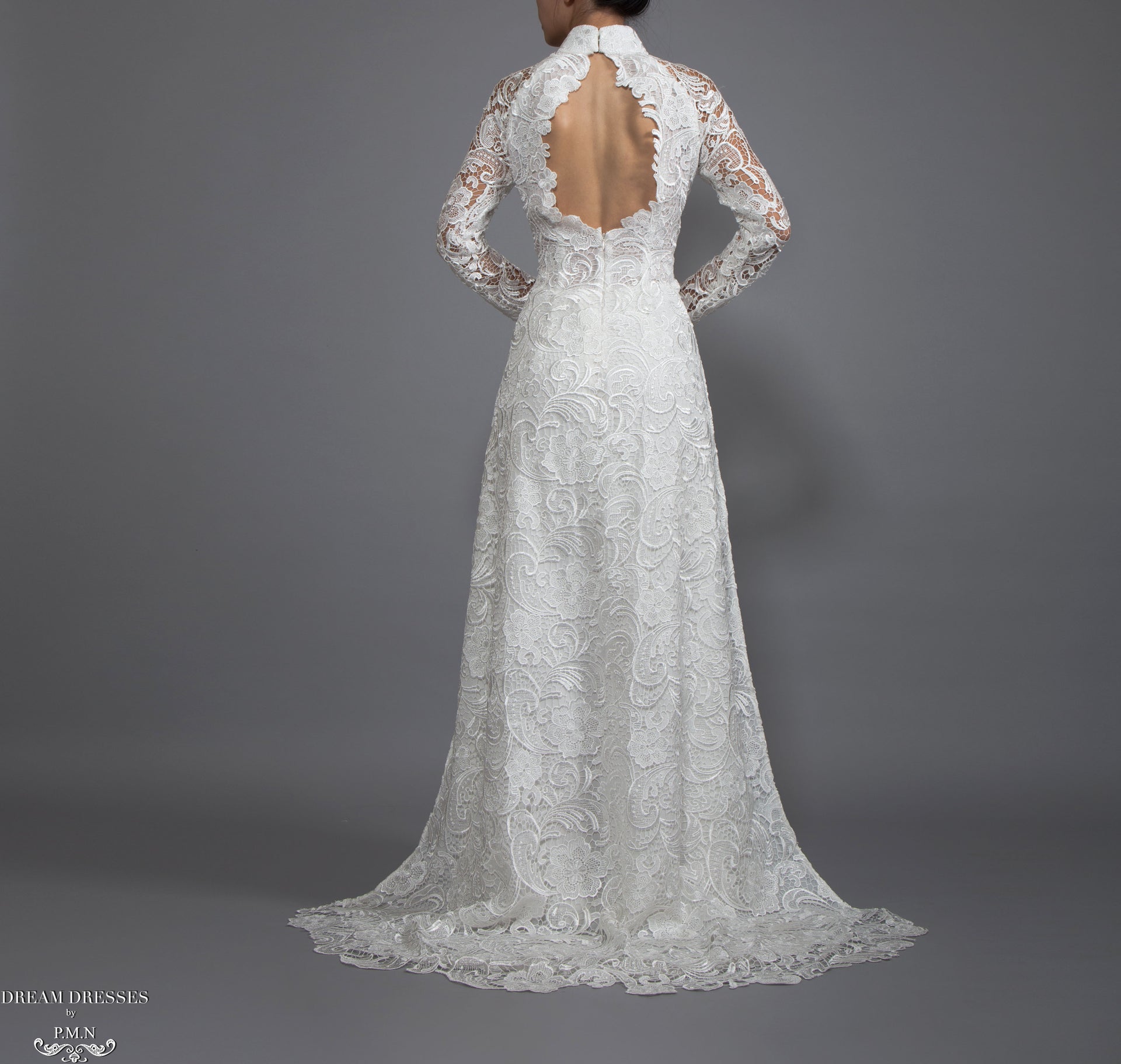 White Bridal Ao Dai | Vietnamese Lace Bridal Dress (#MELISSA) - Dream Dresses by P.M.N.