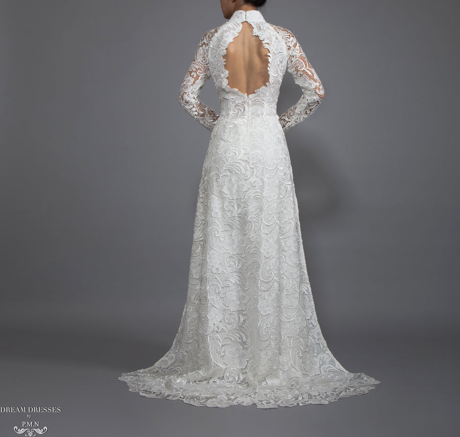 White Bridal Ao Dai | Vietnamese Lace Bridal Dress (#MELISSA) - Dream Dresses by P.M.N.