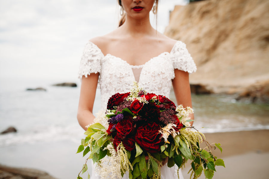 Lace Tulle Gown With Removable Off Shoulder (Style #PB192) - Dream Dresses by P.M.N
 - 2