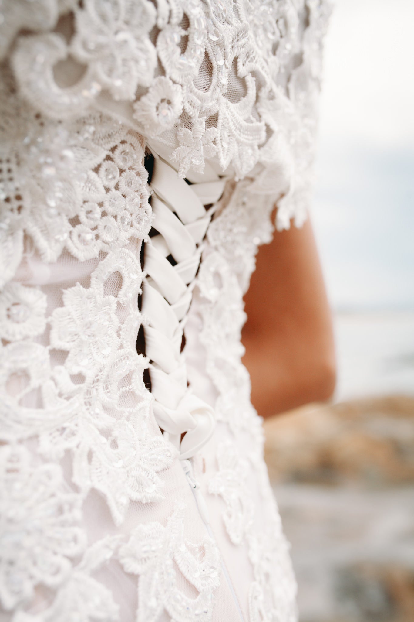 Lace Tulle Gown With Removable Off Shoulder (Style #PB192) - Dream Dresses by P.M.N
 - 4