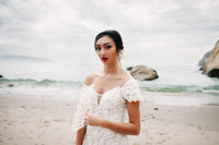 Lace Tulle Gown With Removable Off Shoulder (Style #PB192) - Dream Dresses by P.M.N
 - 5