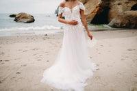 Lace Tulle Gown With Removable Off Shoulder (Style #PB192) - Dream Dresses by P.M.N
 - 6
