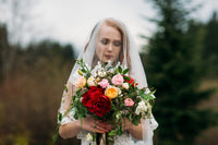Two Tier Elbow Length Bridal Veil with Lace Appliqué (#PB131) - Dream Dresses by P.M.N
 - 4
