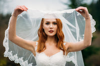 Two Tier Elbow Length Bridal Veil with Lace Appliqué (#PB131) - Dream Dresses by P.M.N
 - 5