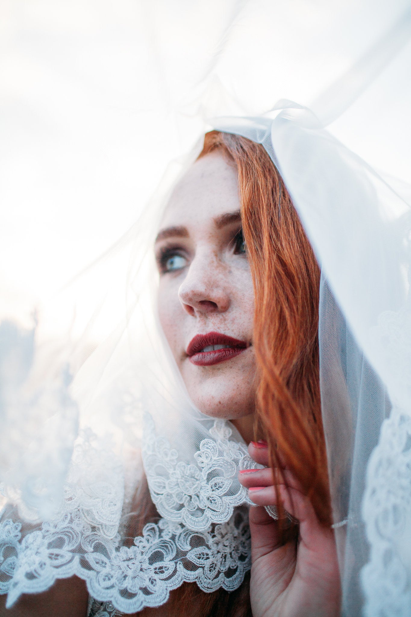 Two Tier Elbow Length Bridal Veil with Lace Appliqué (#PB131) - Dream Dresses by P.M.N
 - 11
