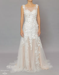 Lace and Tulle Sheath Wedding Dress (#Krista) - Dream Dresses by P.M.N.
