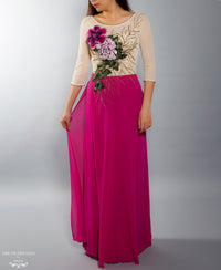 Color Block Modern Ao Dai | Vietnamese Bridal Dress with Embroidery Flowers (#VILLETTA) - Dream Dresses by P.M.N.