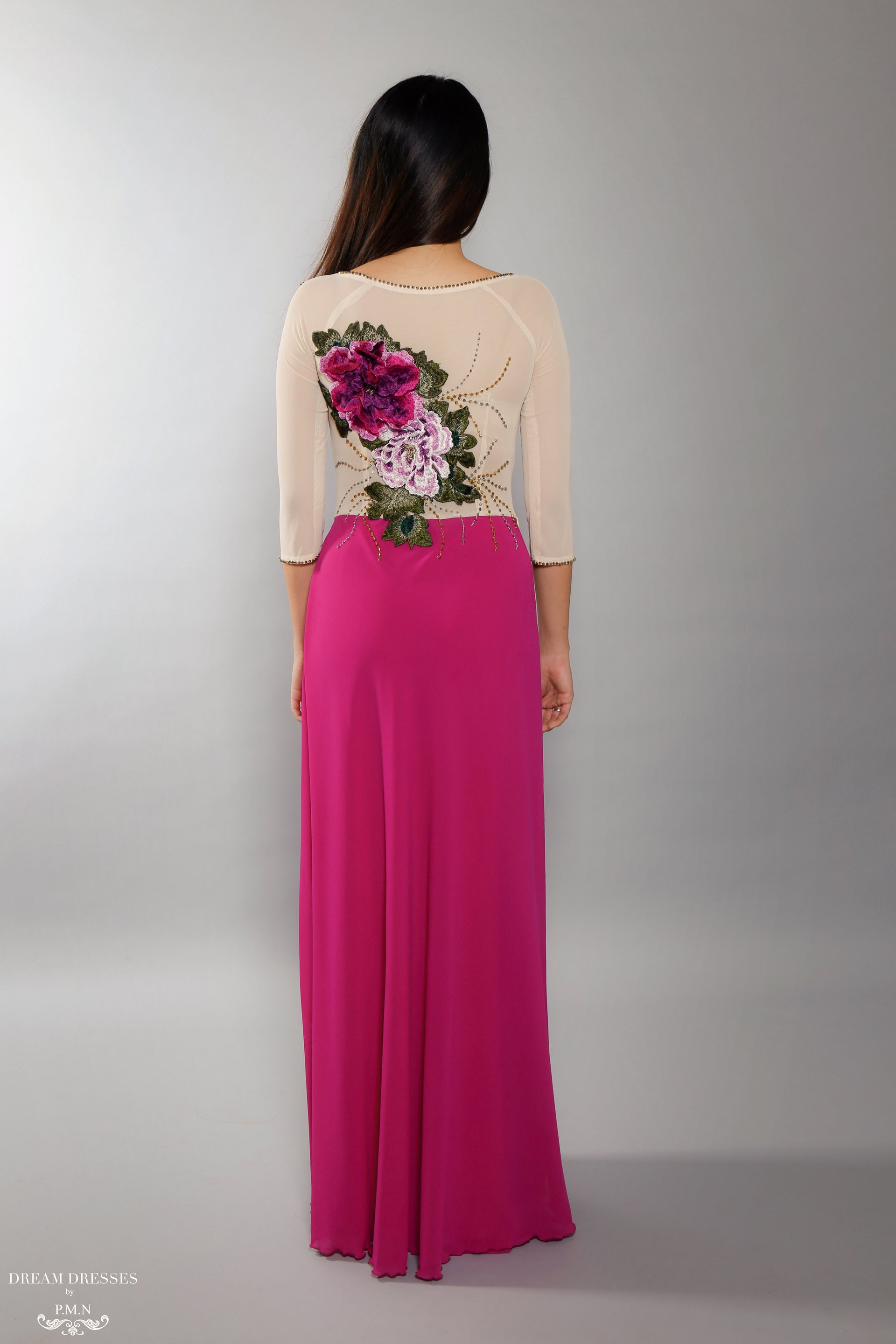 Color Block Modern Ao Dai | Vietnamese Bridal Dress with Embroidery Flowers (#VILLETTA) - Dream Dresses by P.M.N.