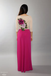 Color Block Modern Ao Dai | Vietnamese Bridal Dress with Embroidery Flowers (#VILLETTA) - Dream Dresses by P.M.N.