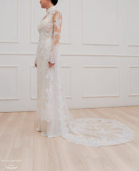 White Bridal Ao Dai | Modern Vietnamese Lace Bridal Dress (#JENINE) - Dream Dresses by P.M.N.