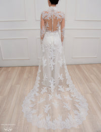 White Bridal Ao Dai | Modern Vietnamese Lace Bridal Dress (#JENINE) - Dream Dresses by P.M.N.