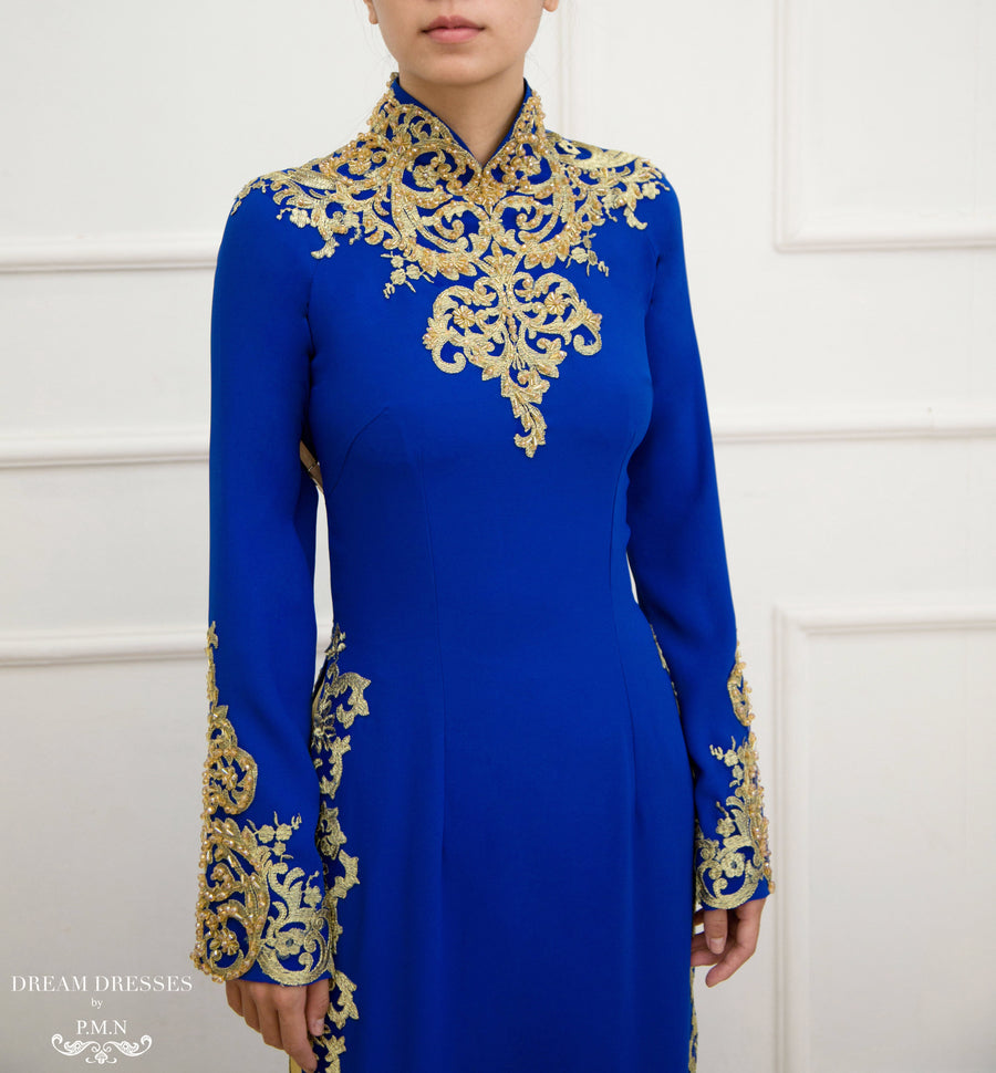 Blue Ao Dai / Mother of The Bride Ao Dai (#GINA) - Dream Dresses by P.M.N.