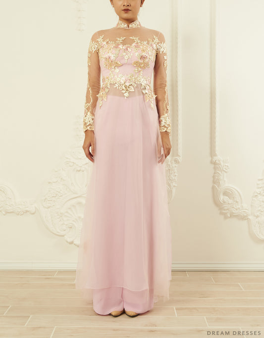 Pink Bridal Ao Dai | Modern Vietnamese Bridal Dress (#MYLAH) - Dream Dresses by P.M.N.
