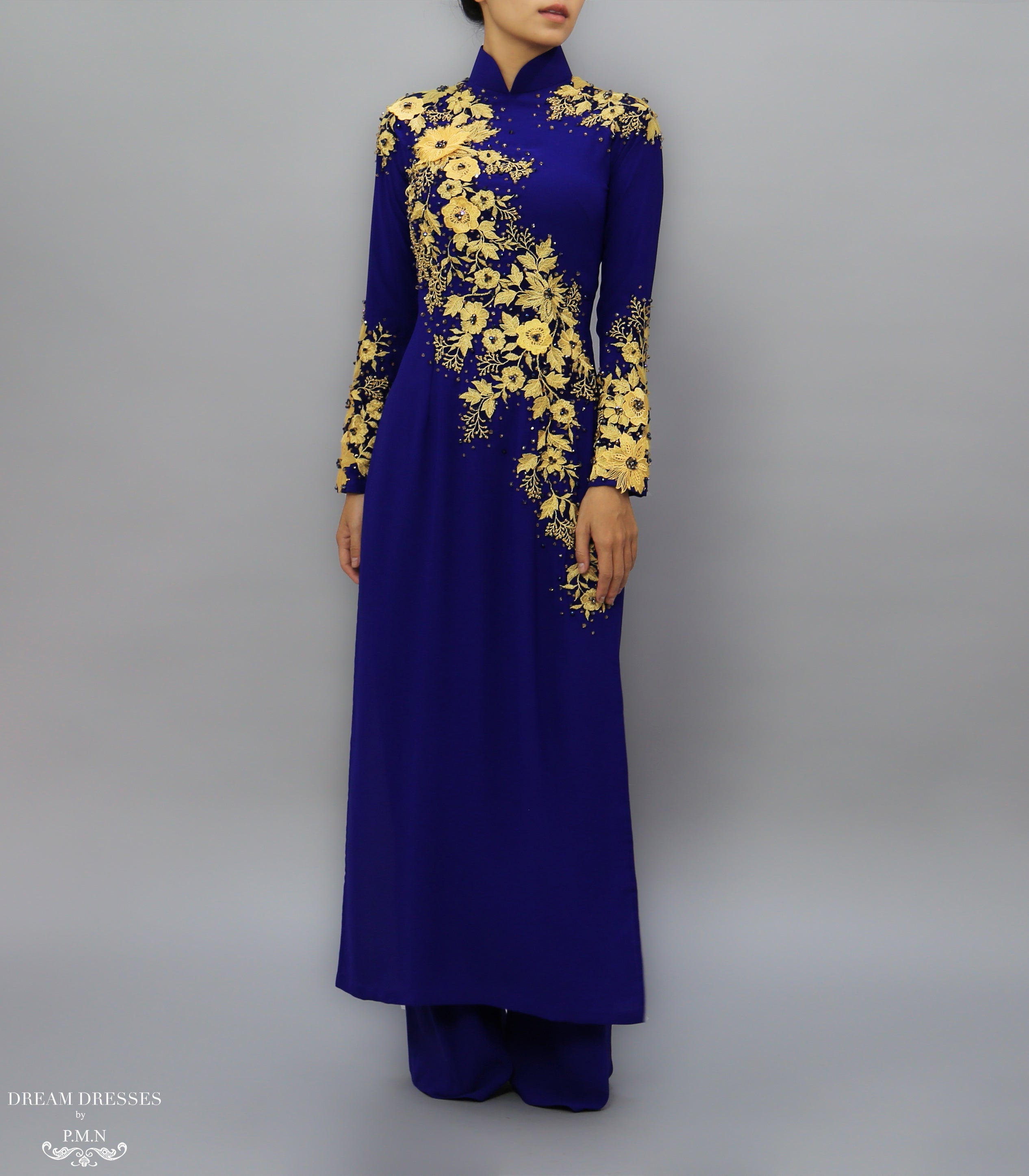 Blue Ao Dai / Mother of The Bride Ao Dai (#MARA) - Dream Dresses by P.M.N.