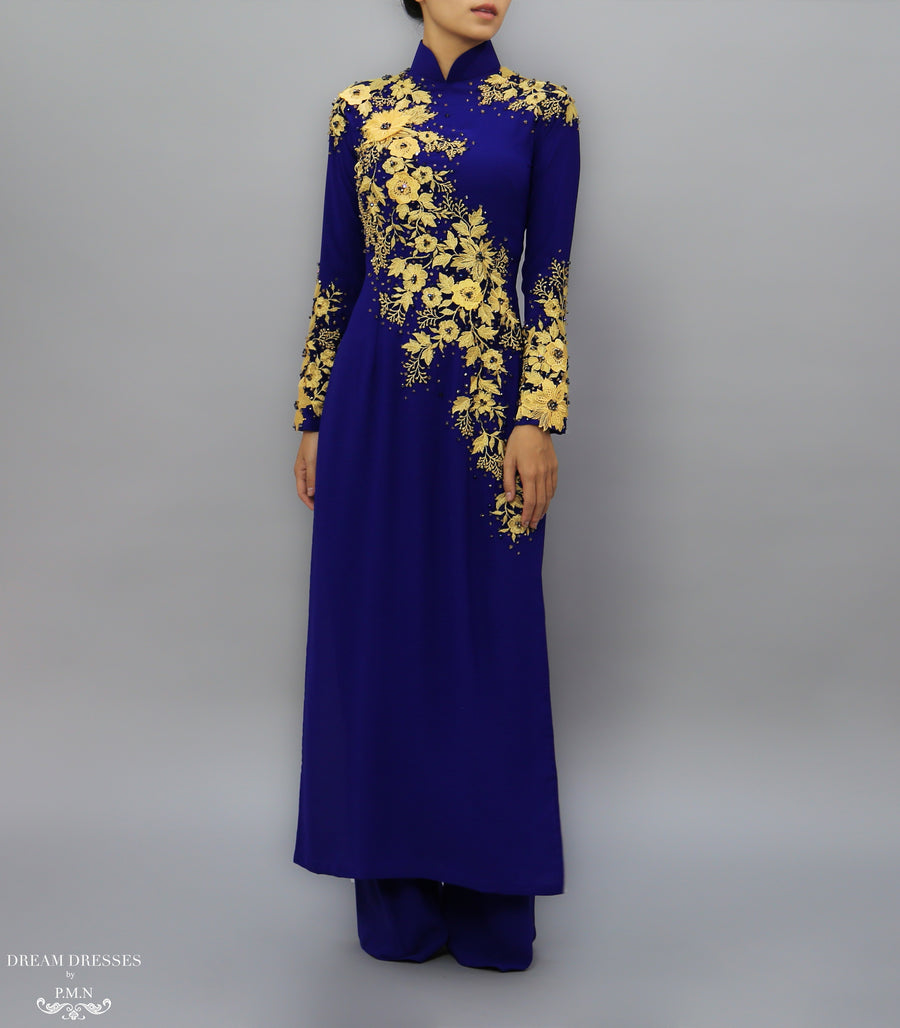 Blue Ao Dai / Mother of The Bride Ao Dai (#MARA) - Dream Dresses by P.M.N.