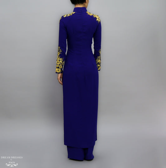 Blue Ao Dai / Mother of The Bride Ao Dai (#MARA) - Dream Dresses by P.M.N.
