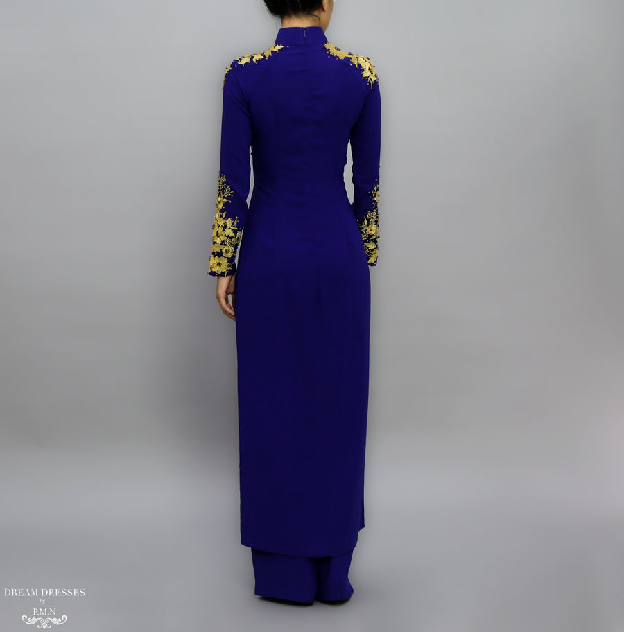 Blue Ao Dai / Mother of The Bride Ao Dai (#MARA) - Dream Dresses by P.M.N.