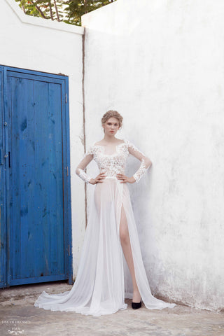 Illusion Long Sleeve Wedding Gown (#Marielle)