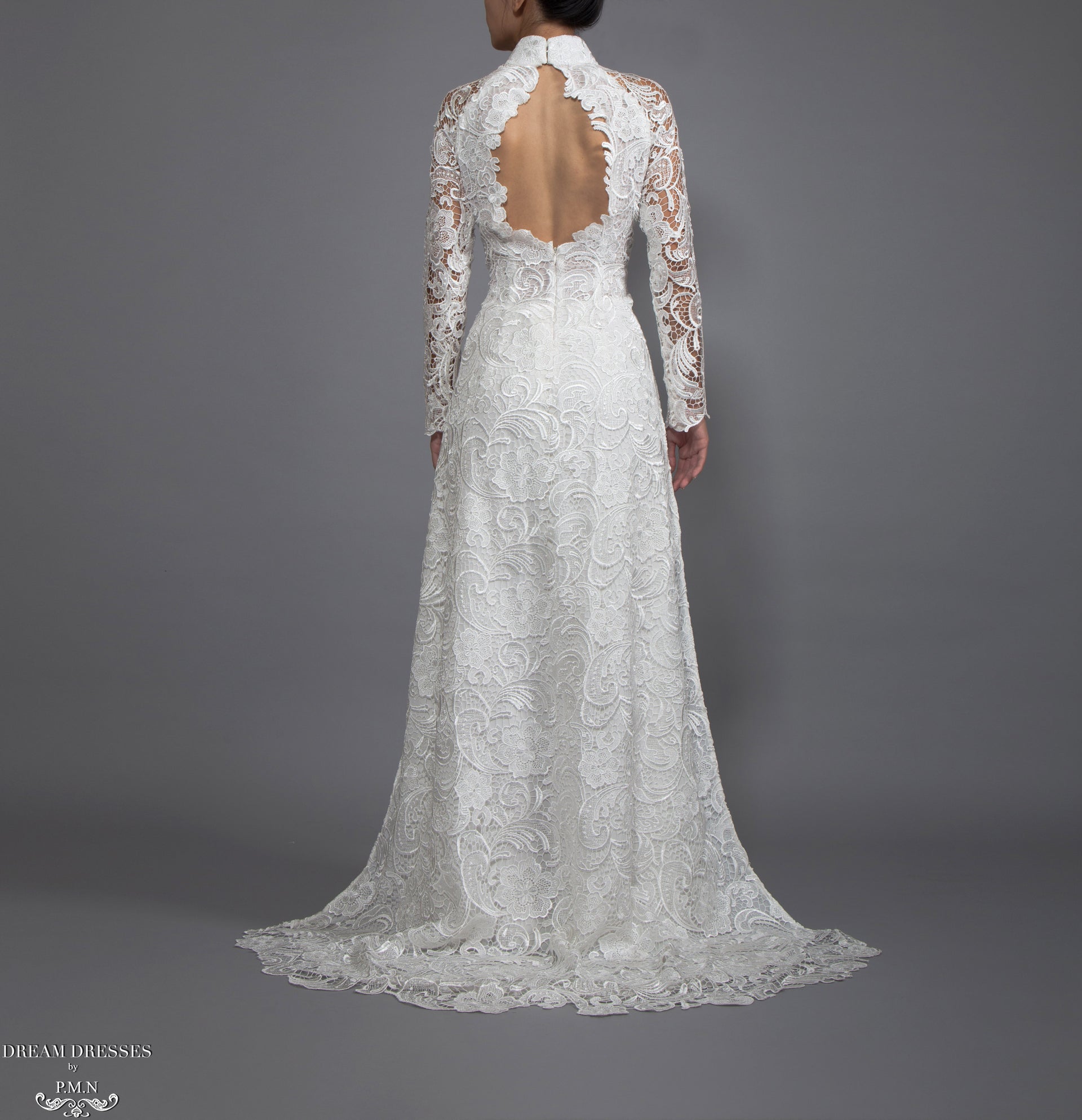 White Bridal Ao Dai | Vietnamese Lace Bridal Dress (#MELISSA) - Dream Dresses by P.M.N.
