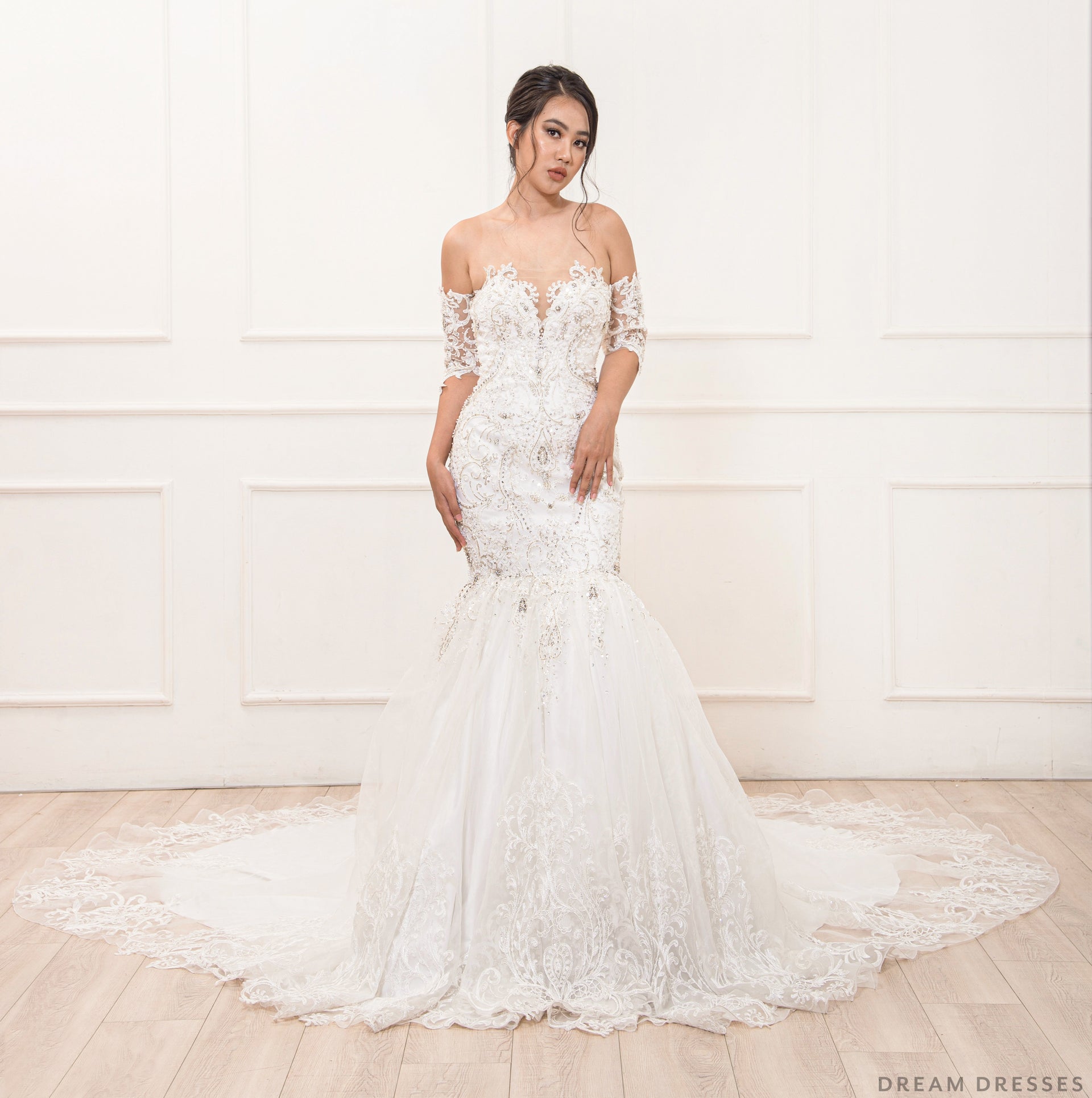 Mermaid Wedding Gown with Rhinestone Crystals (#Miranda) - Dream Dresses by P.M.N.