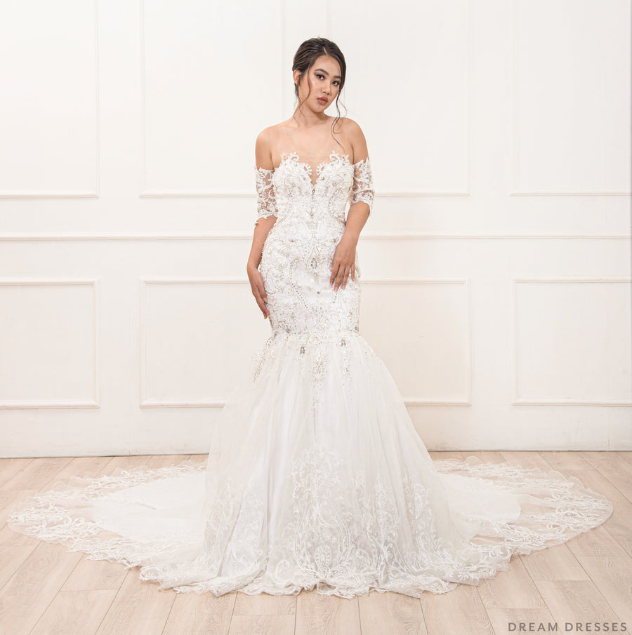Mermaid Wedding Gown with Rhinestone Crystals (#Miranda) - Dream Dresses by P.M.N.