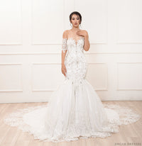 Mermaid Wedding Gown with Rhinestone Crystals (#Miranda) - Dream Dresses by P.M.N.