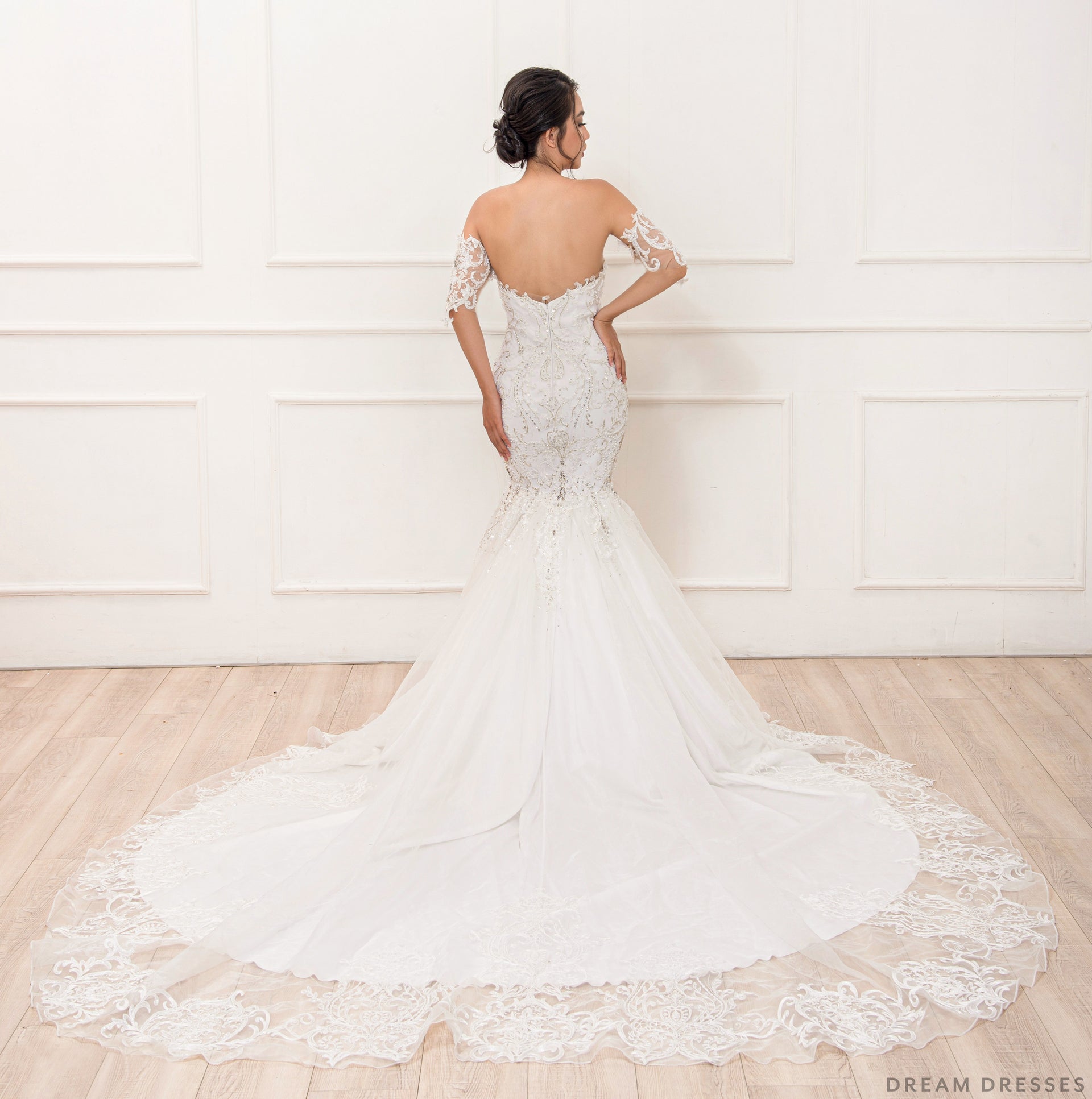 Mermaid Wedding Gown with Rhinestone Crystals (#Miranda) - Dream Dresses by P.M.N.